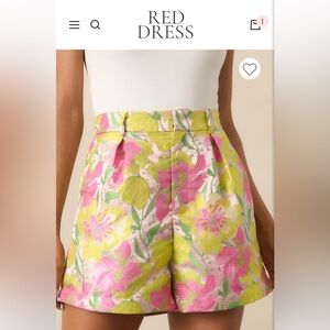 Red Dress Boutique Floral High Waist Shorts - Pink and Yellow